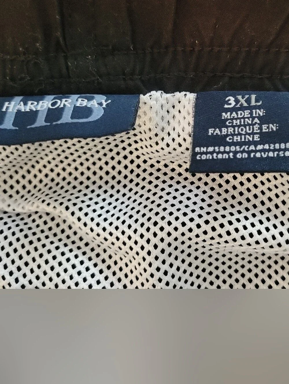 Harbor Bay Black Swim Trunks with Red Stripe Accents